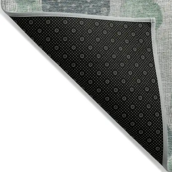 8' Sage And Beige Round Geometric Washable Indoor Outdoor Area Rug Photo 9