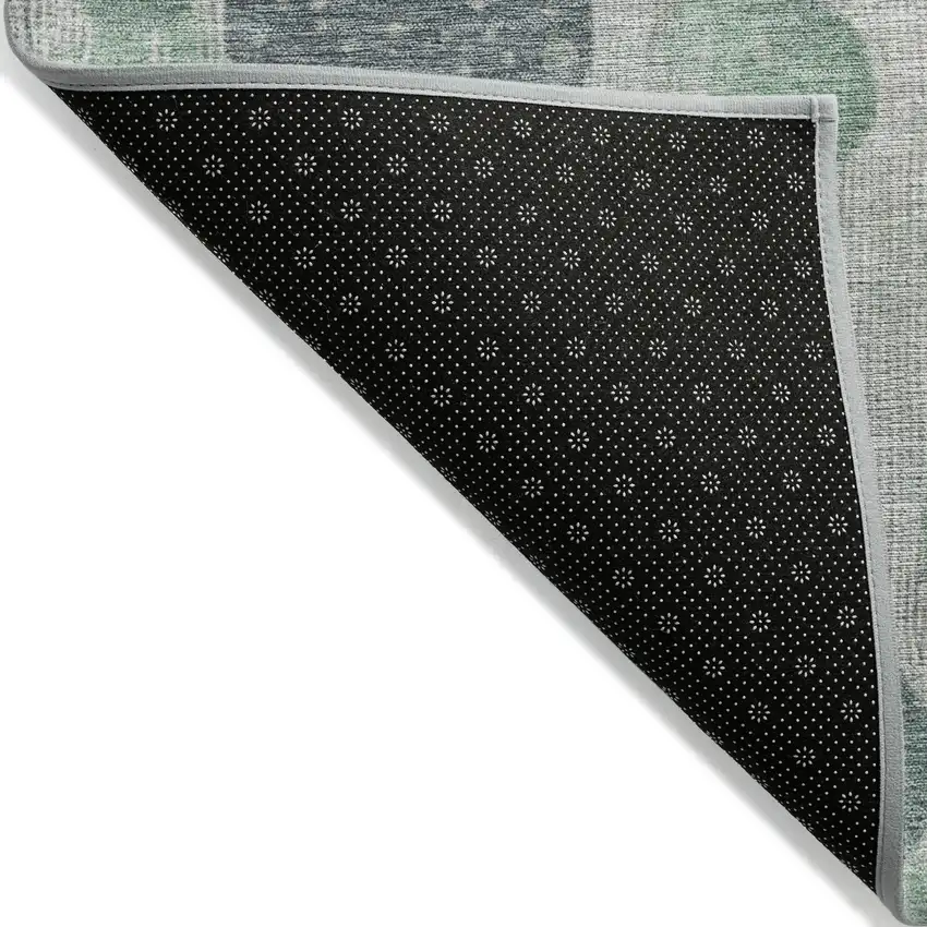 8' Sage And Beige Round Geometric Washable Indoor Outdoor Area Rug Photo 9