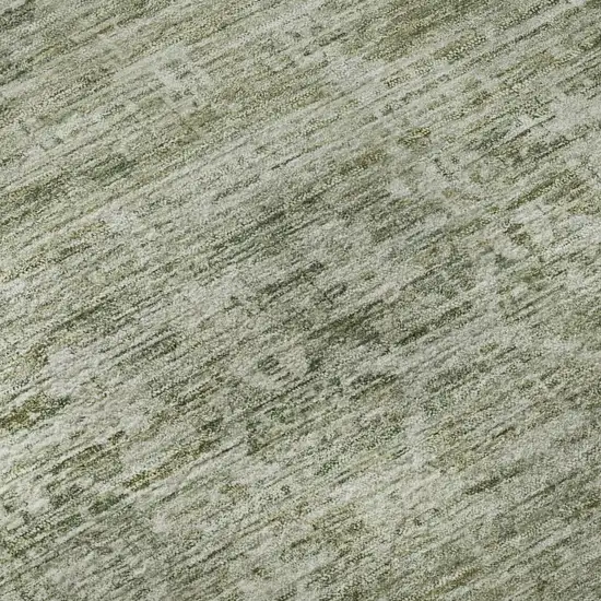 8' Sage And Beige Striped Washable Round Rug With UV Protection Photo 8