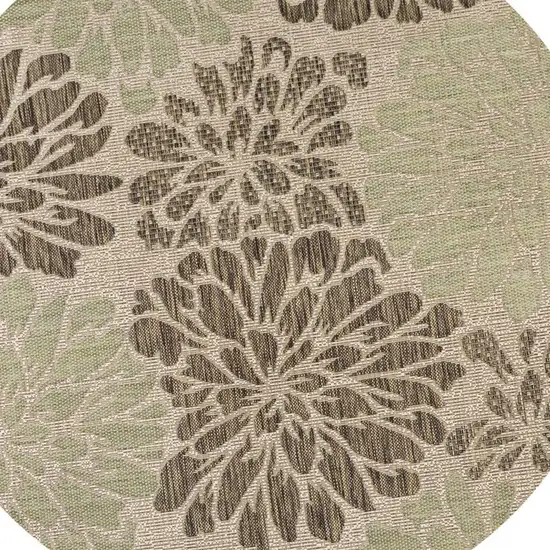 8' Sage And Brown Round Floral Indoor Outdoor Area Rug Photo 2