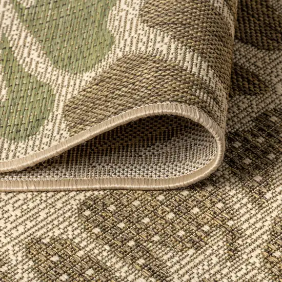8' Sage And Brown Round Floral Indoor Outdoor Area Rug Photo 7