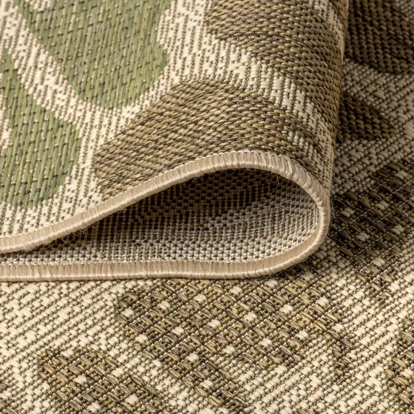 8' Sage And Brown Round Floral Indoor Outdoor Area Rug Photo 7
