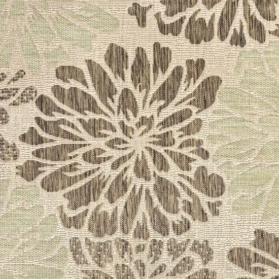 4' Sage And Brown Square Floral Indoor Outdoor Area Rug Photo 3