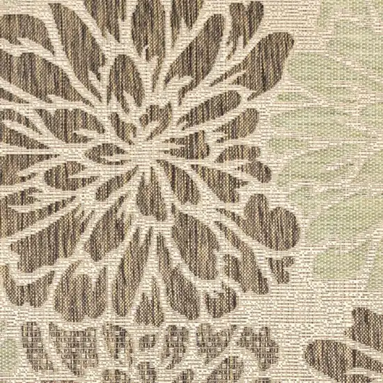 4' Sage And Brown Square Floral Indoor Outdoor Area Rug Photo 2