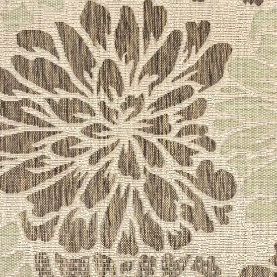 8' Sage And Brown Square Floral Indoor Outdoor Area Rug Photo 2