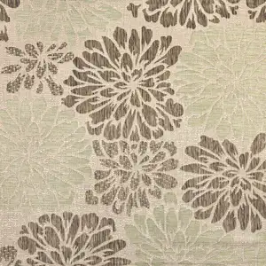 Photo of 8' Sage And Brown Square Floral Indoor Outdoor Area Rug