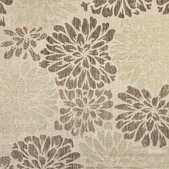 9' Sage And Brown Square Floral Indoor Outdoor Area Rug Photo 1