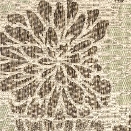 9' Sage And Brown Square Floral Indoor Outdoor Area Rug Photo 2