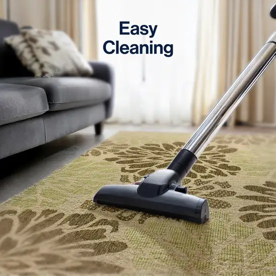 9' Sage And Brown Square Floral Indoor Outdoor Area Rug Photo 5