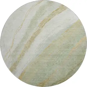 Photo of 8' Sage And Copper Abstract Washable Round Rug With UV Protection