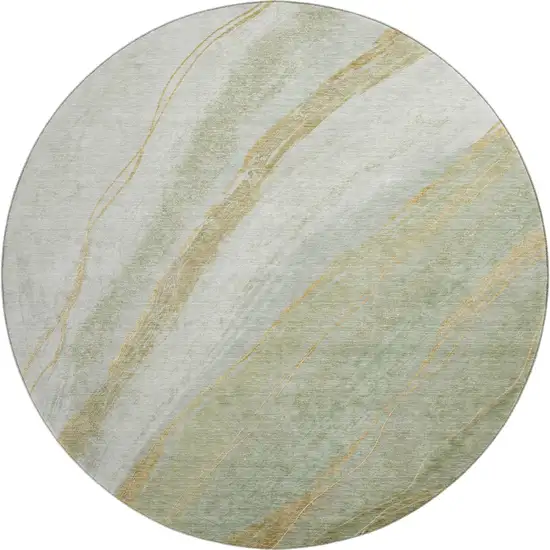 8' Sage And Copper Abstract Washable Round Rug With UV Protection Photo 1