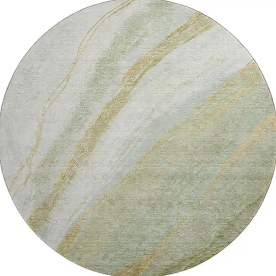 8' Sage And Copper Abstract Washable Round Rug With UV Protection Photo 4