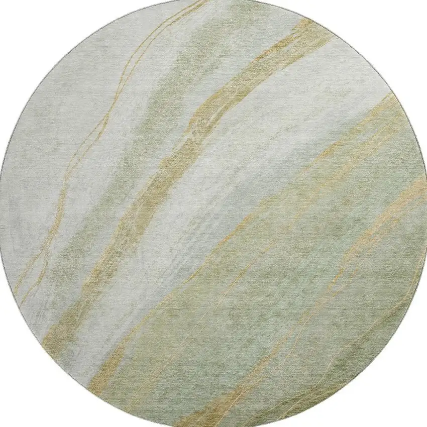 8' Sage And Copper Abstract Washable Round Rug With UV Protection Photo 4