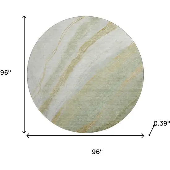 8' Sage And Copper Abstract Washable Round Rug With UV Protection Photo 8
