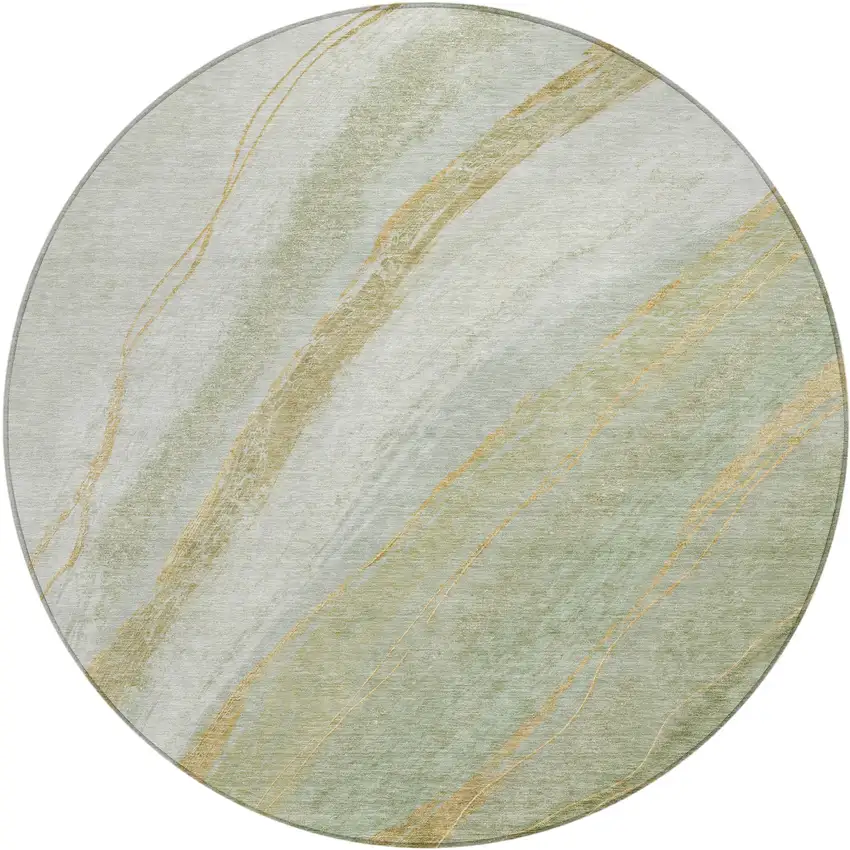 8' Sage And Copper Round Abstract Washable Indoor Outdoor Area Rug Photo 1