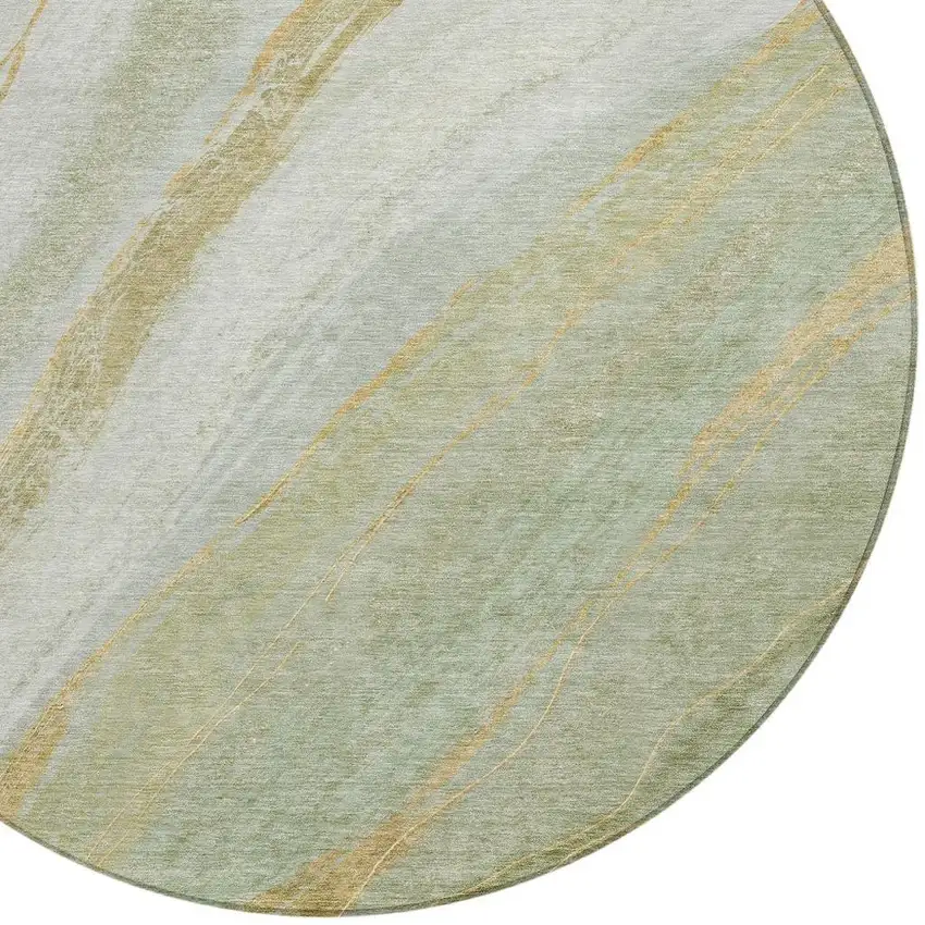 8' Sage And Copper Round Abstract Washable Indoor Outdoor Area Rug Photo 9