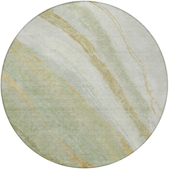 8' Sage And Copper Round Abstract Washable Indoor Outdoor Area Rug Photo 3