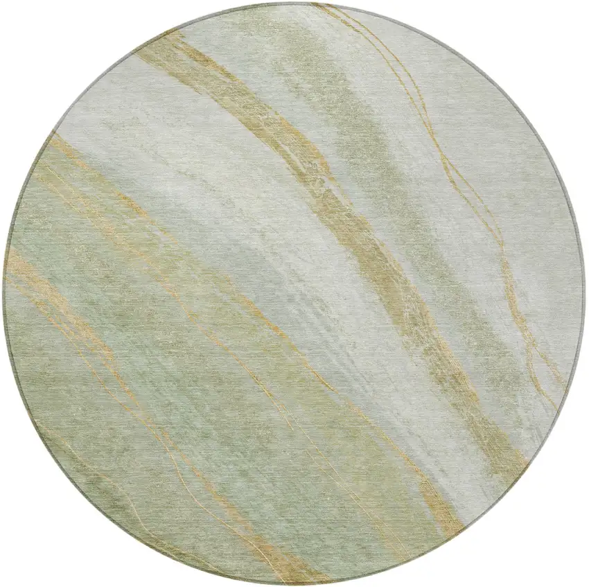 8' Sage And Copper Round Abstract Washable Indoor Outdoor Area Rug Photo 3