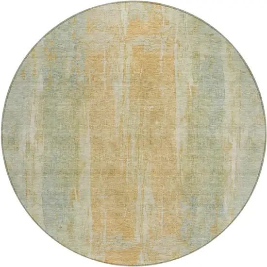 8' Sage And Copper Round Abstract Washable Indoor Outdoor Area Rug Photo 2
