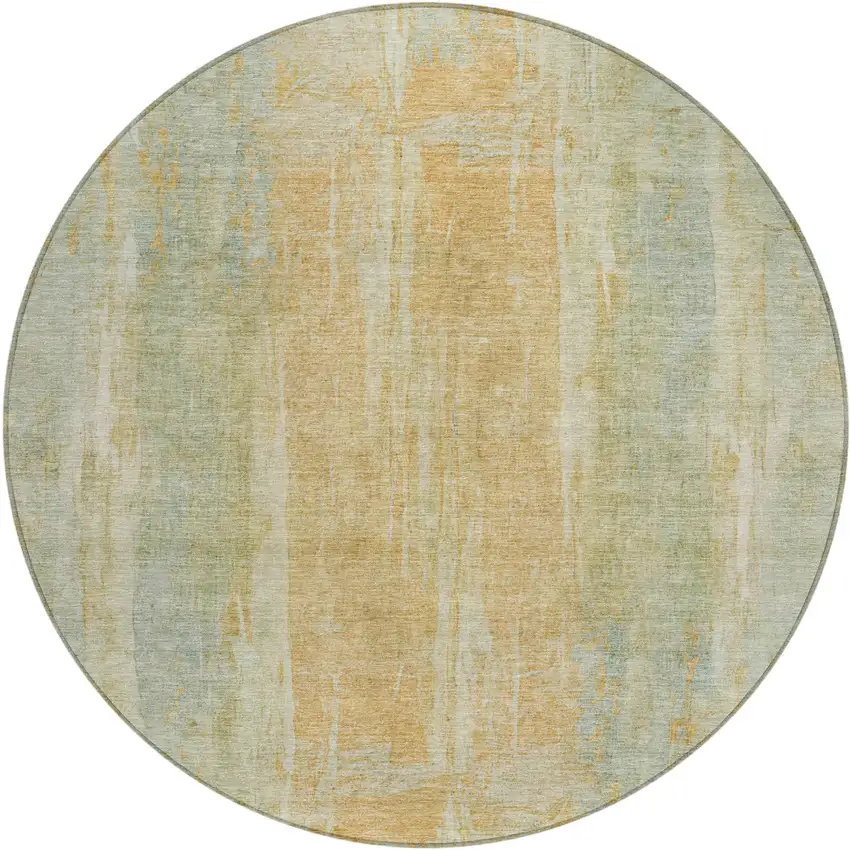 8' Sage And Copper Round Abstract Washable Indoor Outdoor Area Rug Photo 2