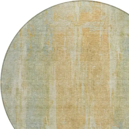 8' Sage And Copper Round Abstract Washable Indoor Outdoor Area Rug Photo 7