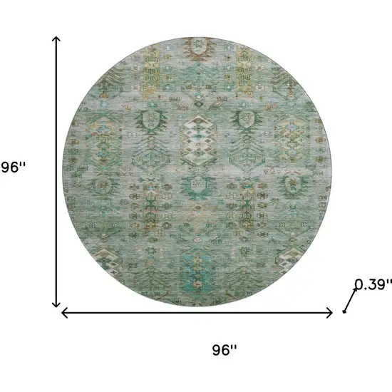 8' Sage And Copper Southwestern Washable Round Rug With UV Protection Photo 8