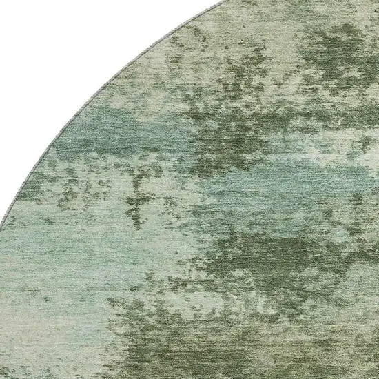 8' Sage And Fern Green Abstract Washable Round Rug With UV Protection Photo 3