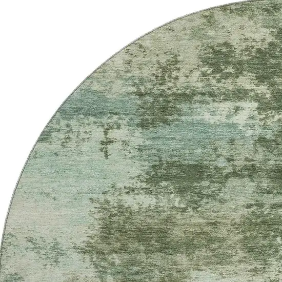 8' Sage And Fern Green Abstract Washable Round Rug With UV Protection Photo 4