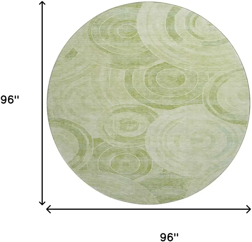 8' Sage And Fern Green Geometric Washable Round Rug With UV Protection Photo 9