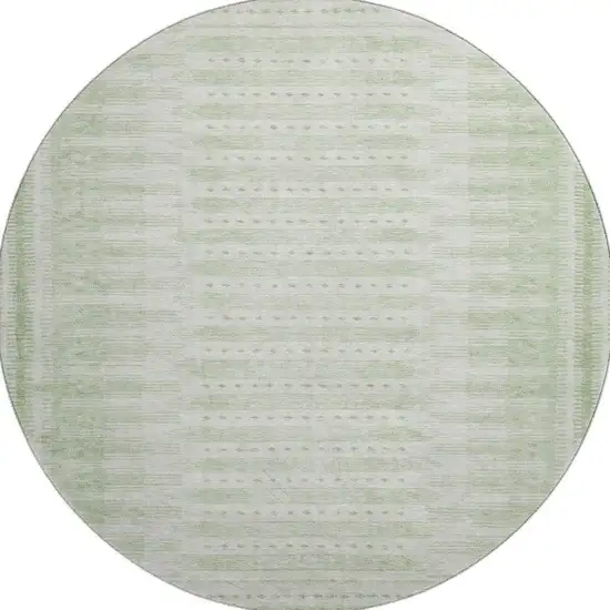8' Sage And Fern Green Geometric Washable Round Rug With UV Protection Photo 3