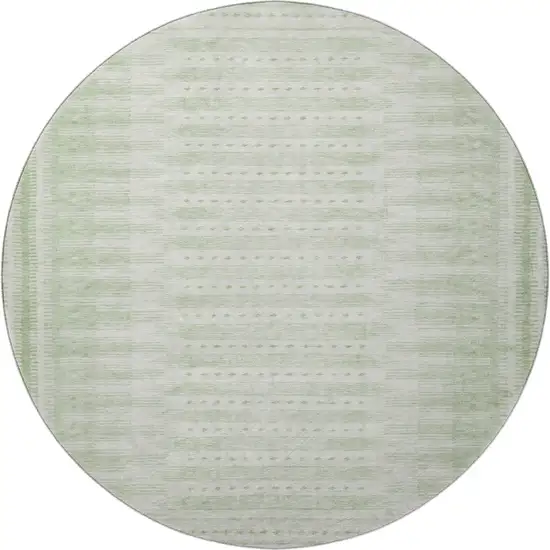 8' Sage And Fern Green Geometric Washable Round Rug With UV Protection Photo 4