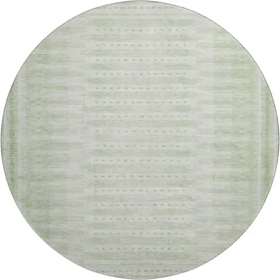 8' Sage And Fern Green Geometric Washable Round Rug With UV Protection Photo 1