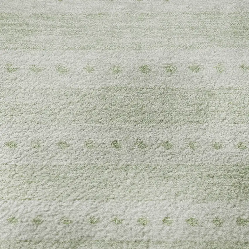 8' Sage And Fern Green Geometric Washable Round Rug With UV Protection Photo 9