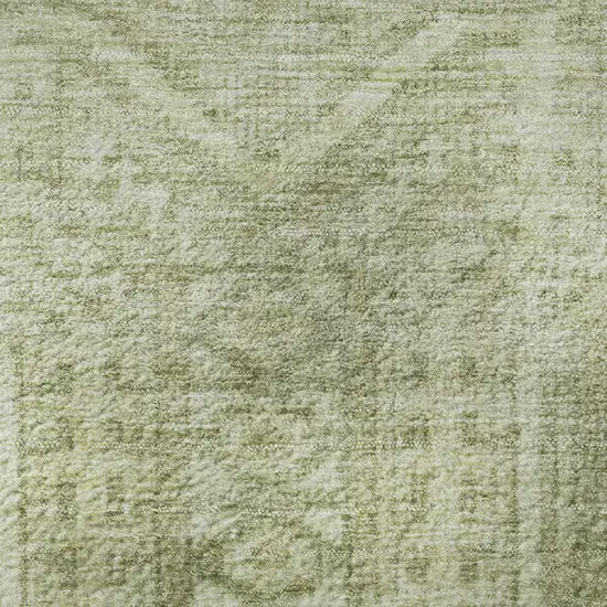 8' Sage And Fern Green Geometric Washable Round Rug With UV Protection Photo 9