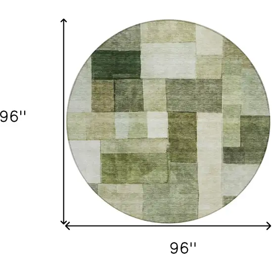 8' Sage And Fern Green Round Geometric Washable Indoor Outdoor Area Rug Photo 3