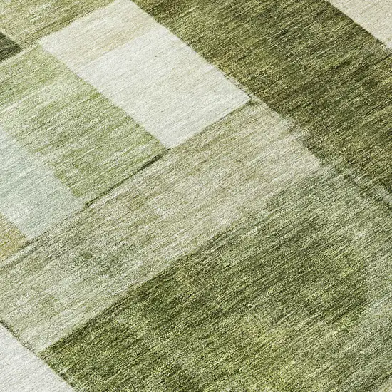 8' Sage And Fern Green Round Geometric Washable Indoor Outdoor Area Rug Photo 8