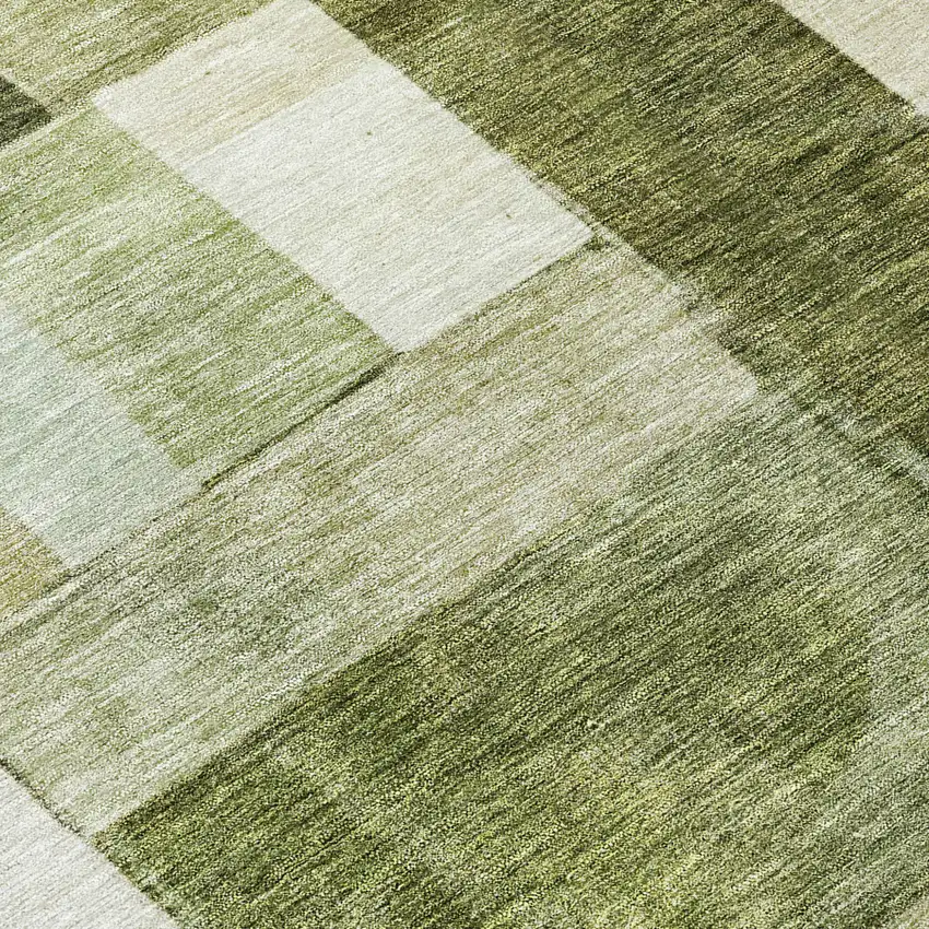 8' Sage And Fern Green Round Geometric Washable Indoor Outdoor Area Rug Photo 8
