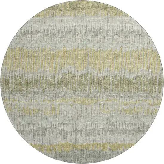 8' Sage And Gold Round Abstract Washable Indoor Outdoor Area Rug Photo 2