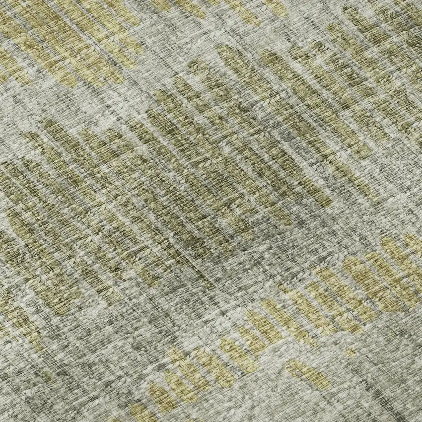 8' Sage And Gold Round Abstract Washable Indoor Outdoor Area Rug Photo 6