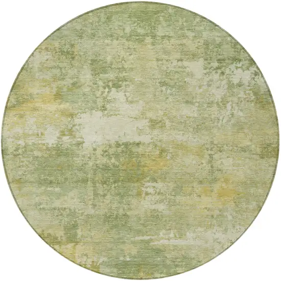 8' Sage And Gold Round Abstract Washable Indoor Outdoor Area Rug Photo 3