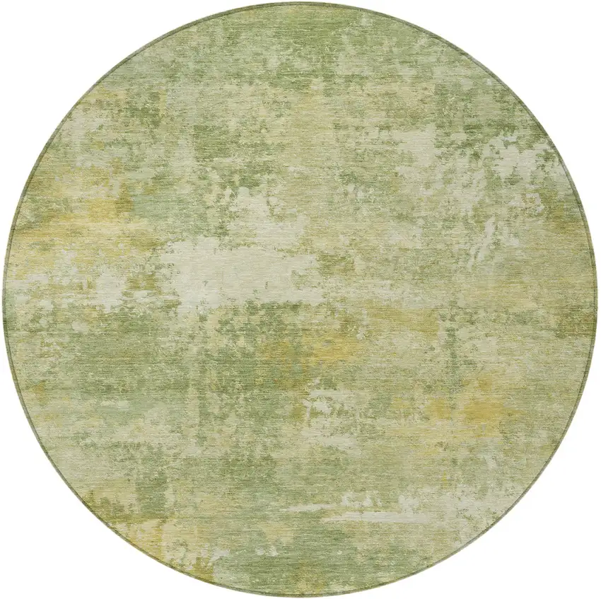 8' Sage And Gold Round Abstract Washable Indoor Outdoor Area Rug Photo 3