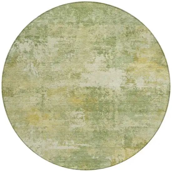 8' Sage And Gold Round Abstract Washable Indoor Outdoor Area Rug Photo 2