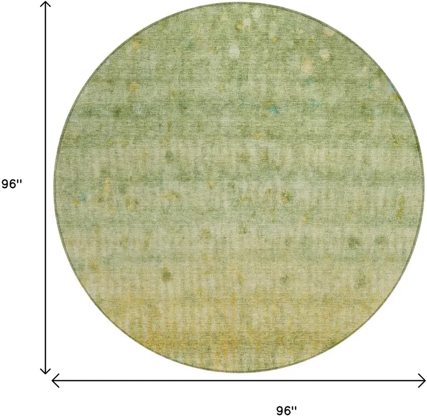8' Sage And Gold Round Striped Washable Indoor Outdoor Area Rug Photo 3