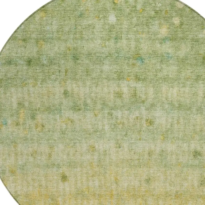 8' Sage And Gold Round Striped Washable Indoor Outdoor Area Rug Photo 7