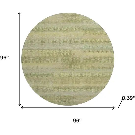 8' Sage And Gold Striped Washable Round Rug With UV Protection Photo 7