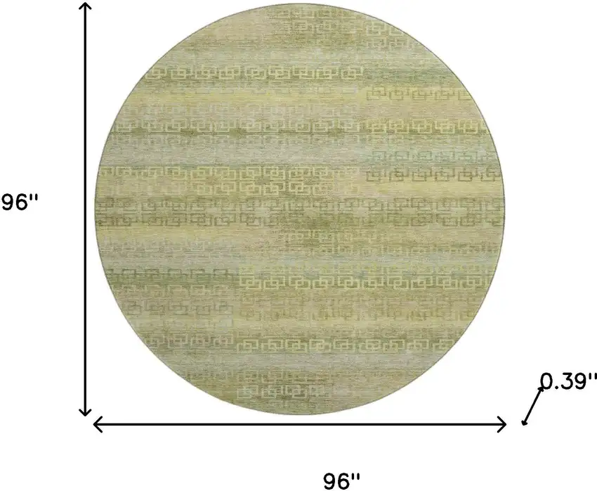 8' Sage And Gold Striped Washable Round Rug With UV Protection Photo 7
