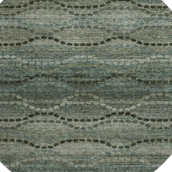 8' Sage And Gray Abstract Geometric Washable Round Rug With UV Protection Photo 3