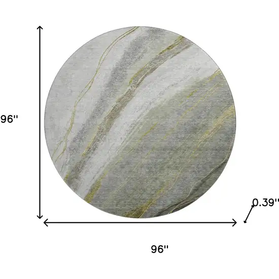 8' Sage And Gray Abstract Washable Round Rug With UV Protection Photo 7