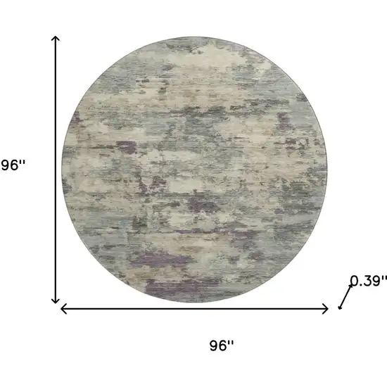 8' Sage And Gray Abstract Washable Round Rug With UV Protection Photo 8