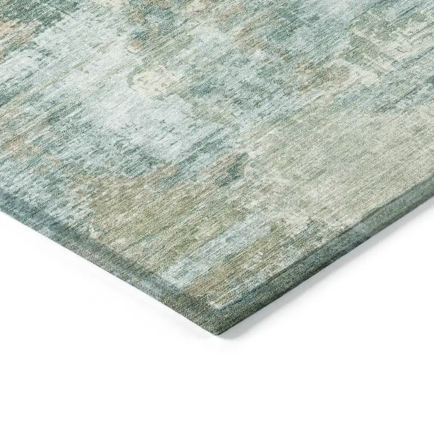 8' Sage And Gray Round Abstract Washable Indoor Outdoor Area Rug Photo 6